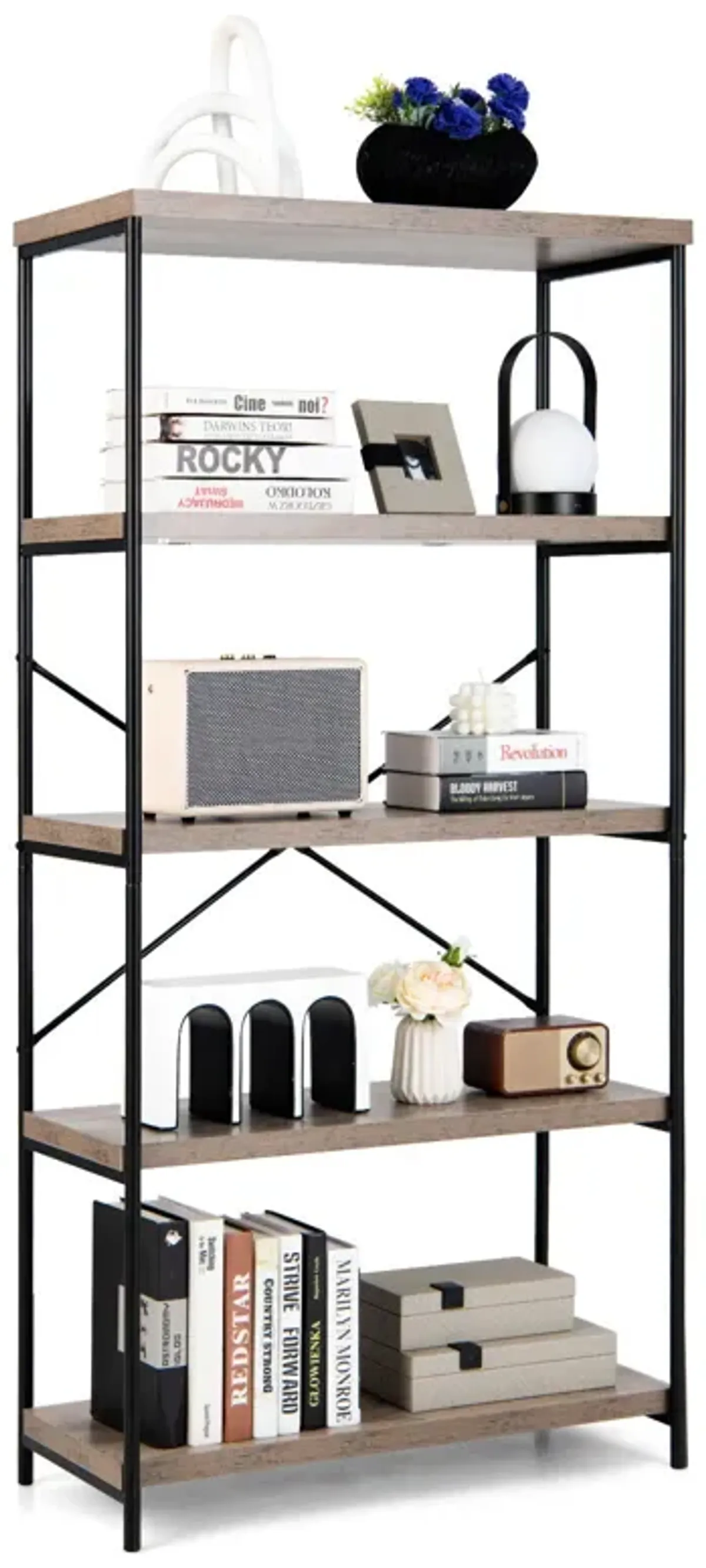 Multipurpose Open Bookcase Industrial Rack Wide Standing Storage Shelf