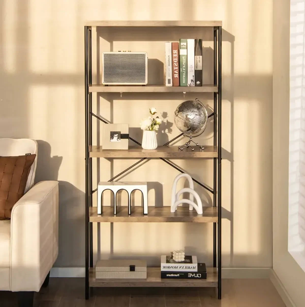 Multipurpose Open Bookcase Industrial Rack Wide Standing Storage Shelf