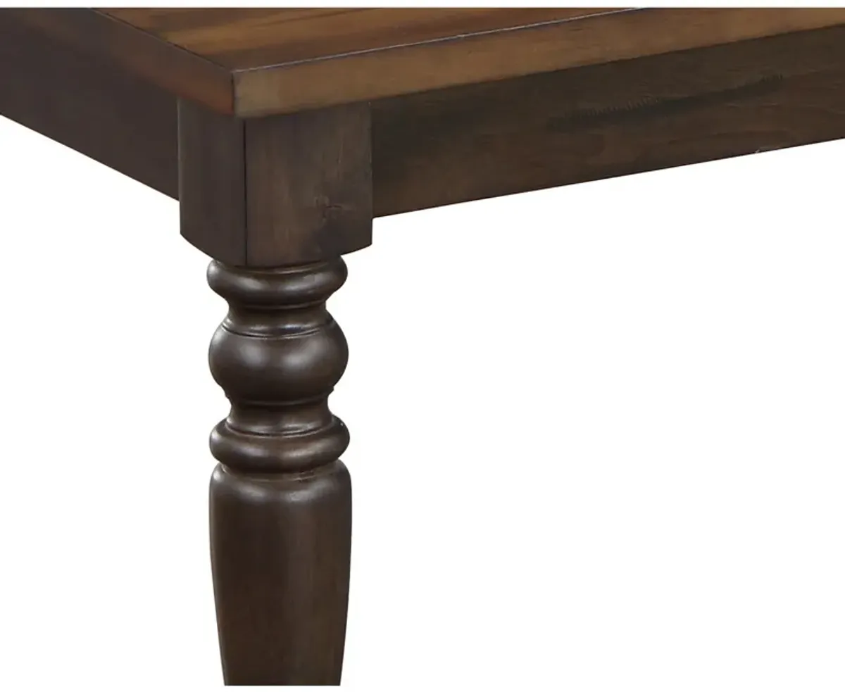 May 48 Inch Two Tone Dining Bench, Turned Legs, Rich Brown Wood Finish - Benzara