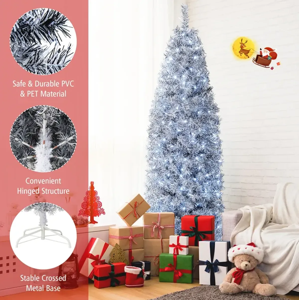 Pre-Lit Artificial Christmas Tree with 250 Cool-LED Lights