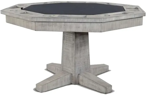 Zeka Game Table w Reversible Dining Top, Gray Mahogany Wood 53 Inch - Benzara