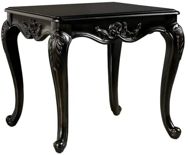 Roche Side End Table, 29 Inch, Classic Cabriole Legs, Dark Brown Solid Wood