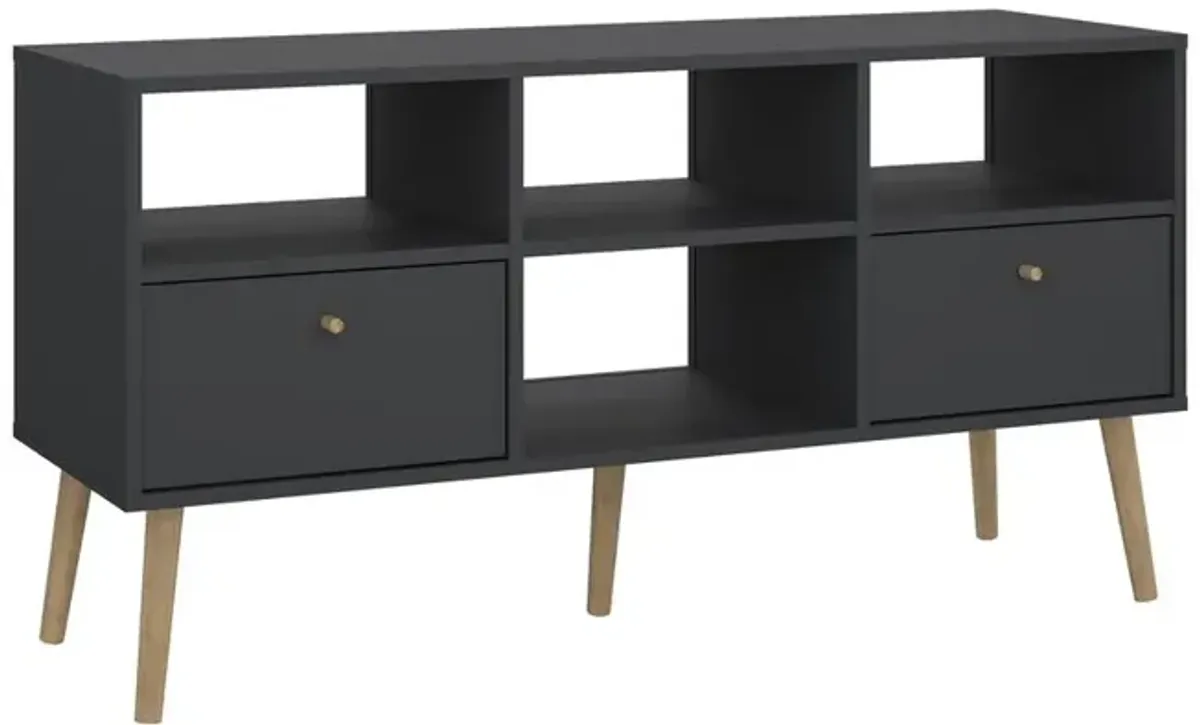 Tvilum Bodo TV Stand with 2 Drawer and 4 Shelves, Matte Grey