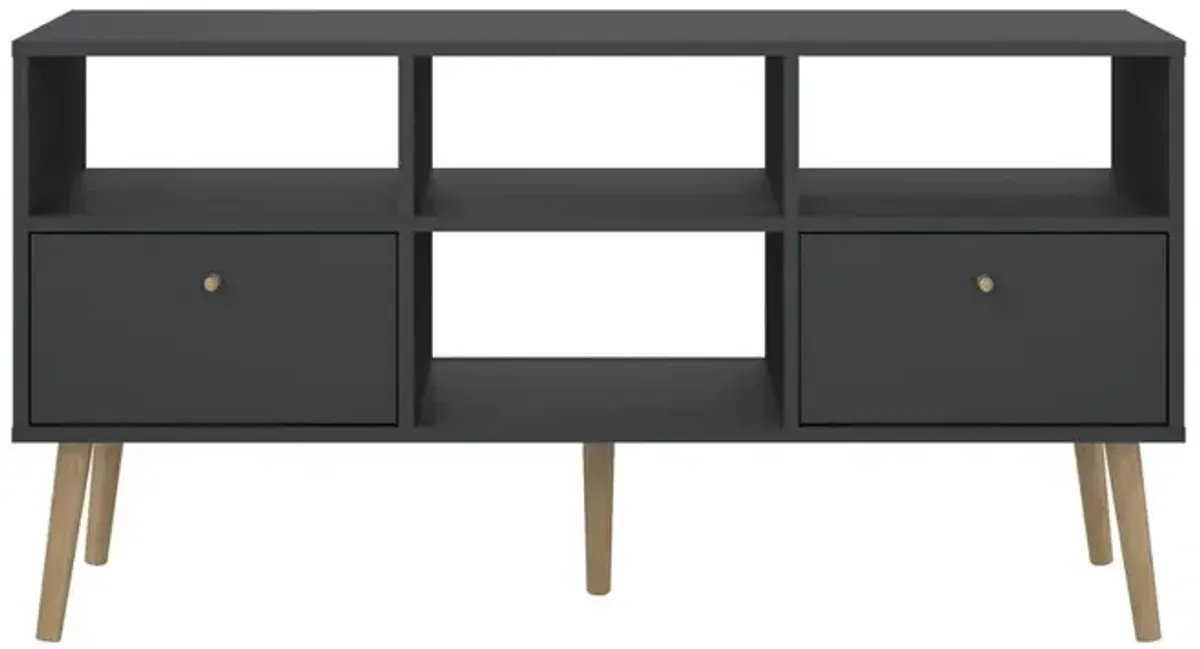 Tvilum Bodo TV Stand with 2 Drawer and 4 Shelves, Matte Grey