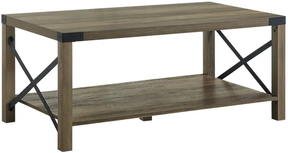 ACME Abiram Coffee Table, Rustic Oak Finish