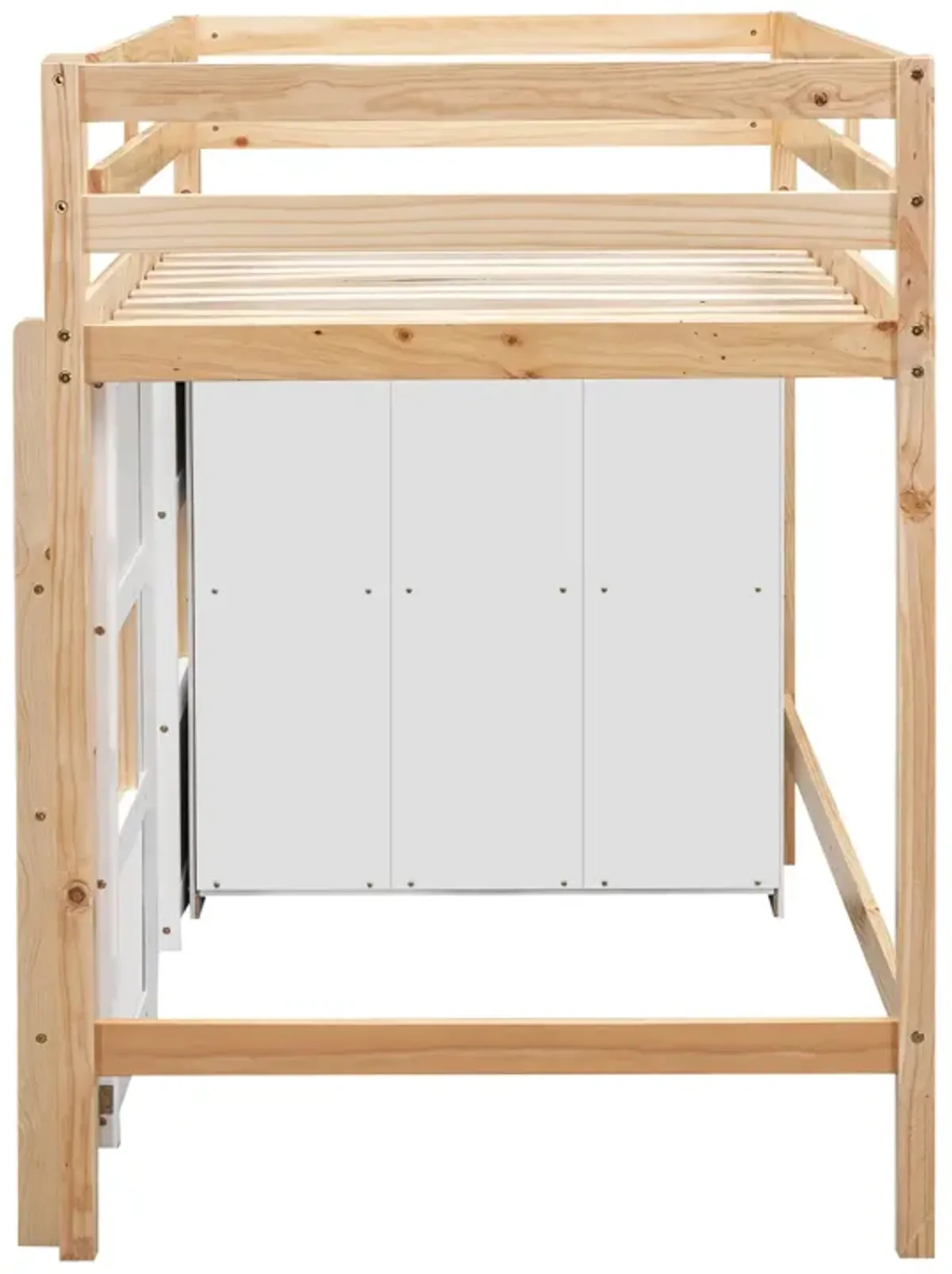 Merax Loft Bed with Storage Wardrobe and 2 Windows