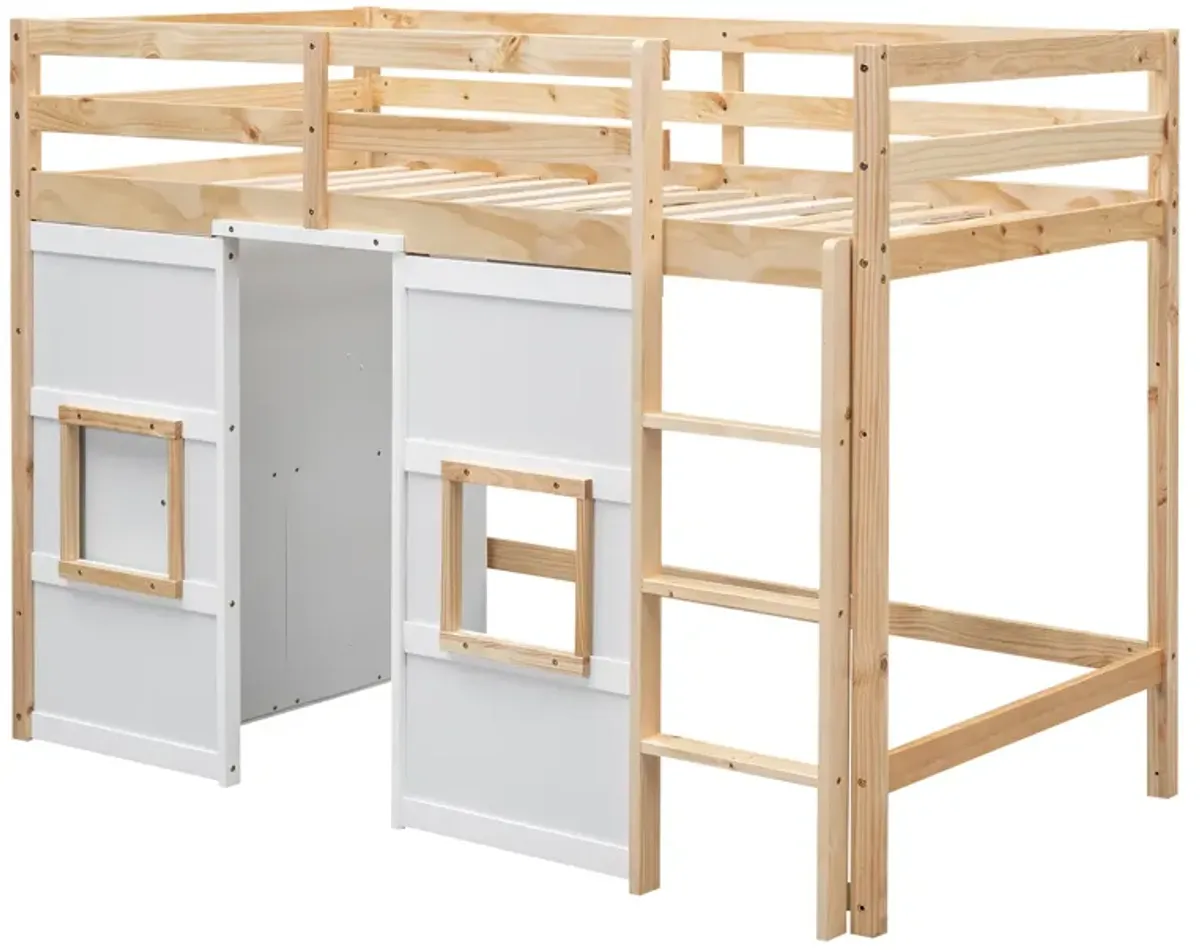 Merax Loft Bed with Storage Wardrobe and 2 Windows