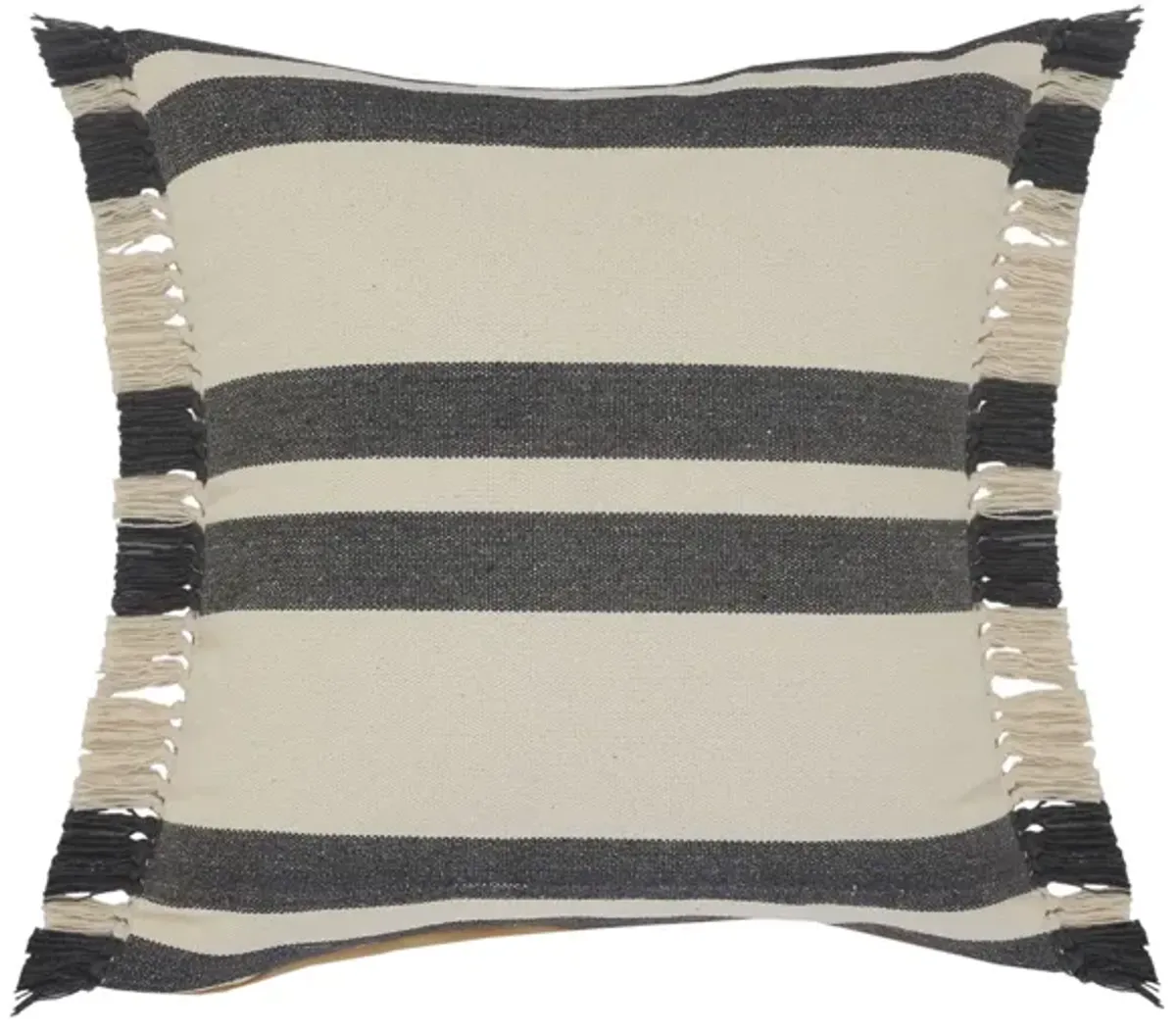 20" Gray and White Double Striped Square Throw Pillow