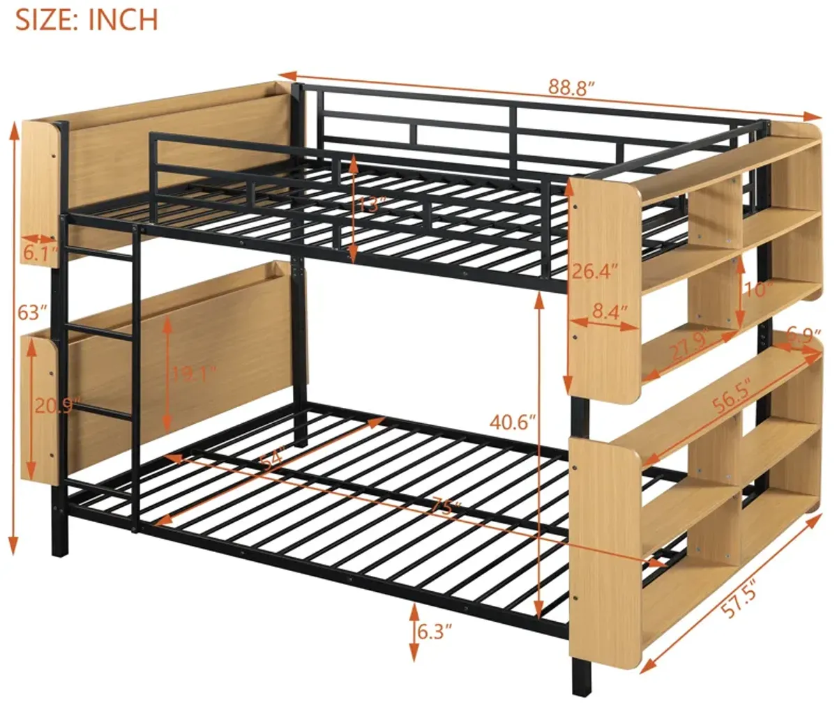 Merax Bunk Bed with Ladder and Full-Length Guardrail