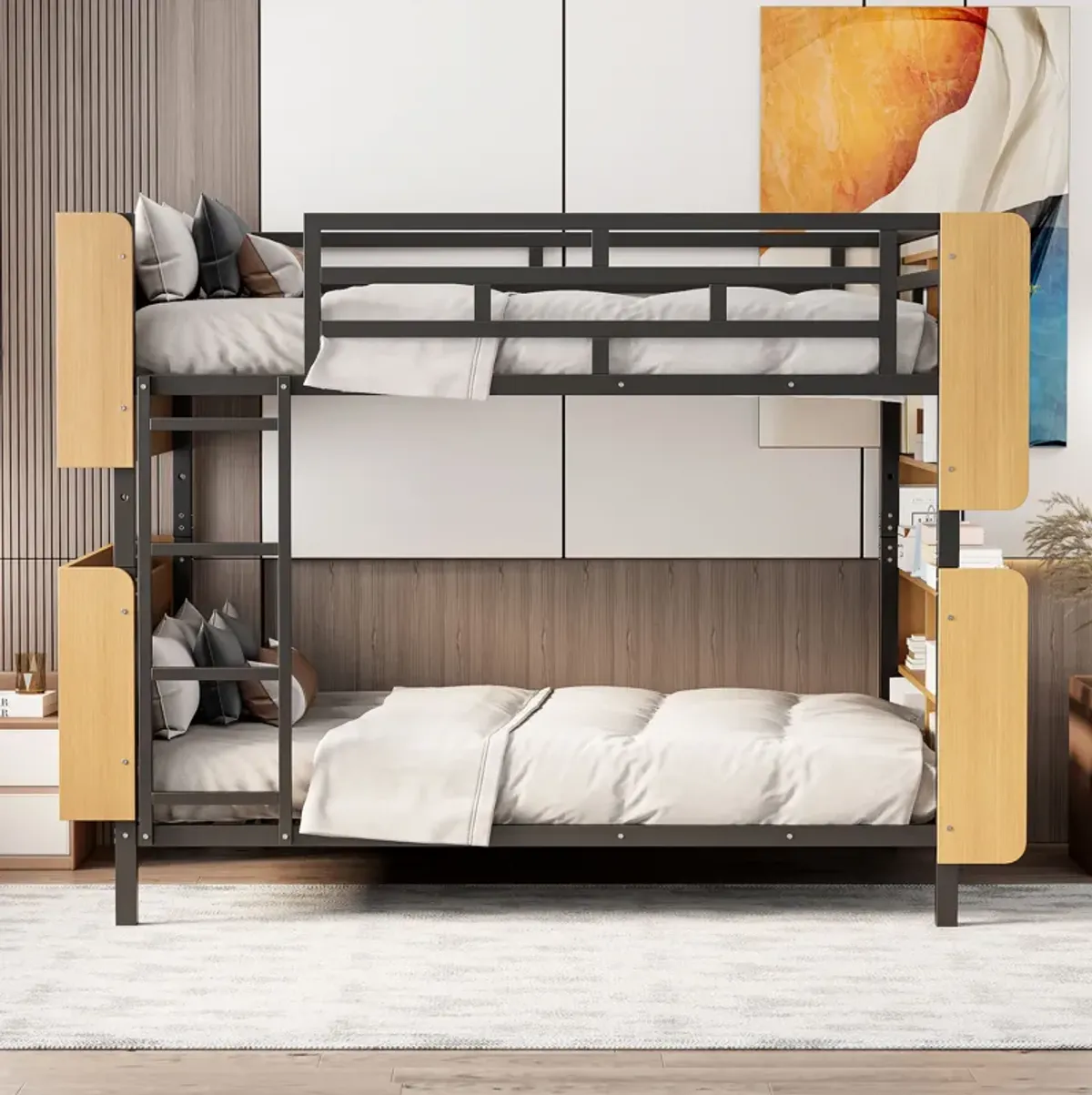 Merax Bunk Bed with Ladder and Full-Length Guardrail