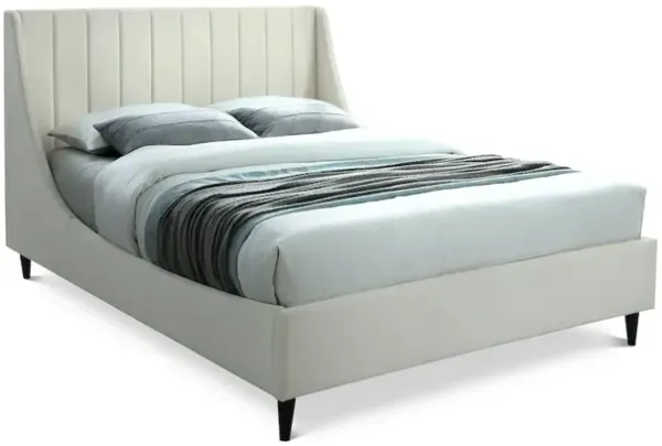 Meridian Furniture Eva Cream Velvet Queen Bed