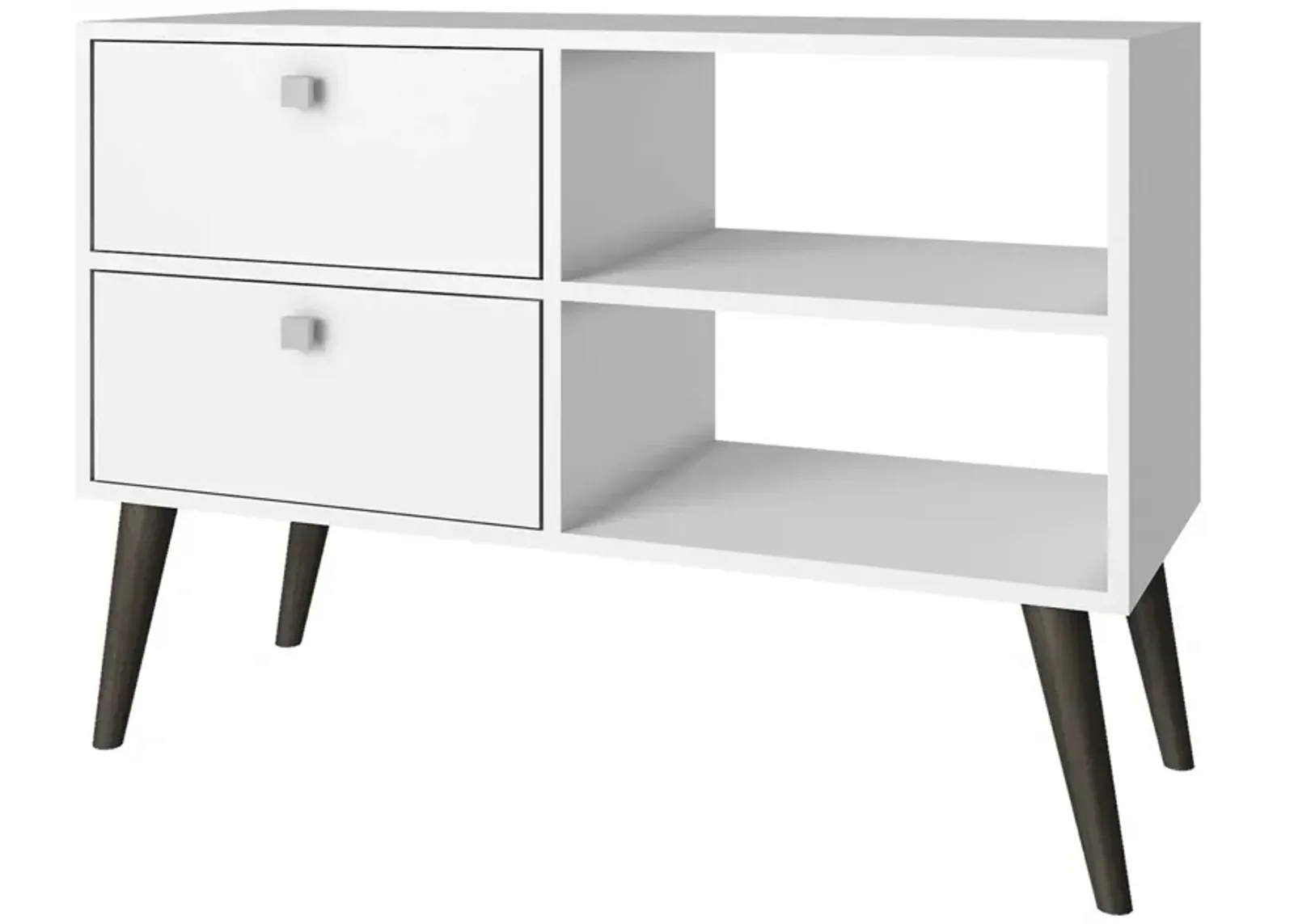 Hivvago White Grey Wood Modern Classic Mid-Century Style TV Stand Entertainment Center