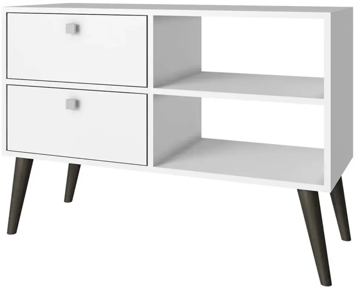 Hivvago White Grey Wood Modern Classic Mid-Century Style TV Stand Entertainment Center