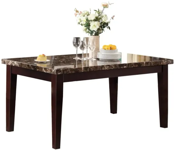 Espresso Finish Casual 1pc Dining Table Faux Marble Top Transitional Dining Room Furniture