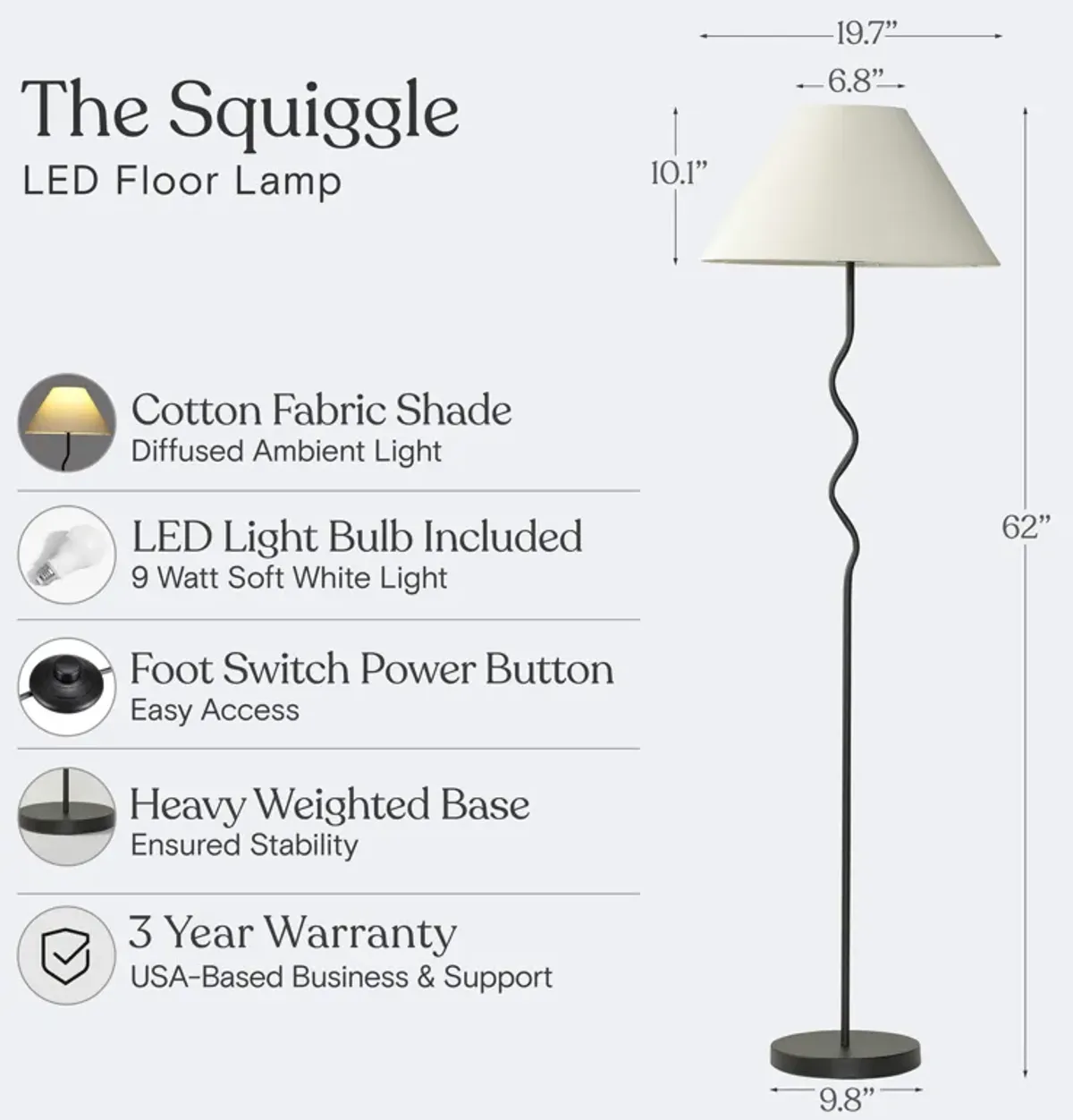 Squiggle LED Floor Lamp - Black