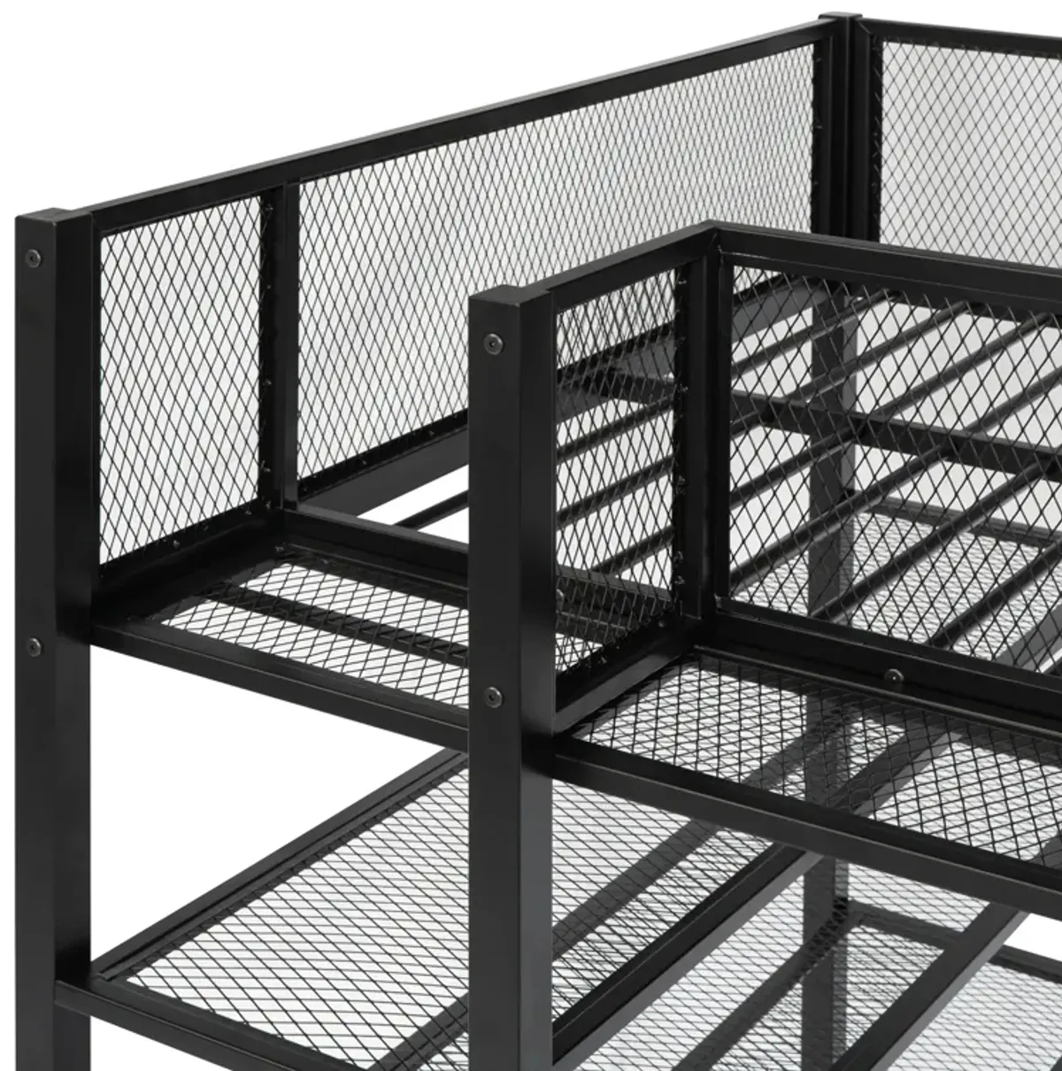 Merax Metal Loft Bed with Storage Shelves