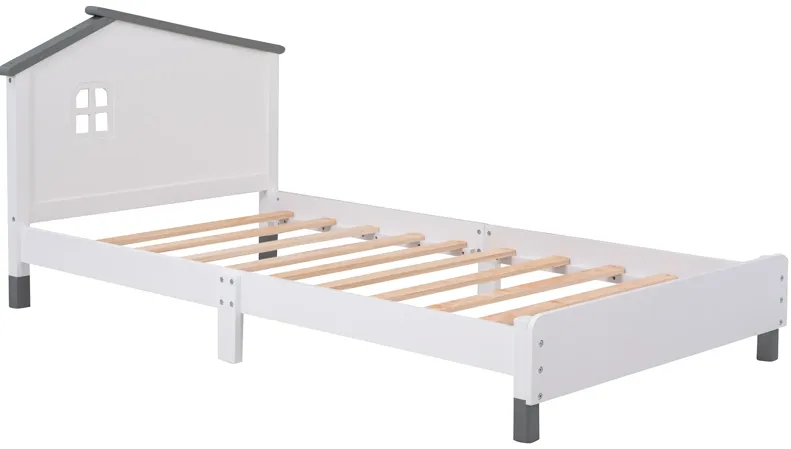 Merax Wood Platform Bed with House-shaped Headboard