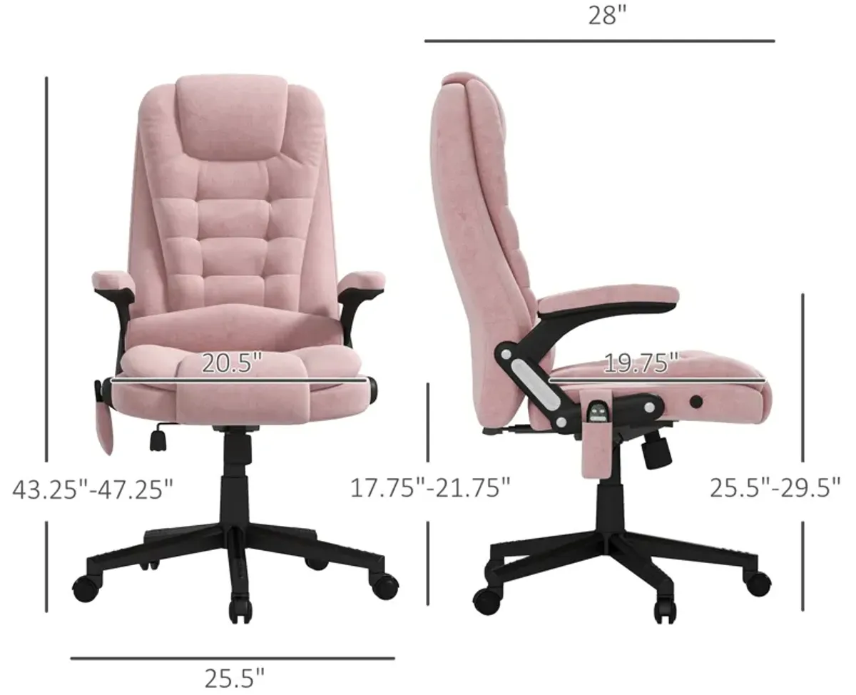 Pink 6-Point Vibrating Massage Chair: Heated, High Back, Remote