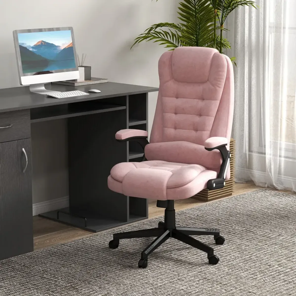 Pink 6-Point Vibrating Massage Chair: Heated, High Back, Remote