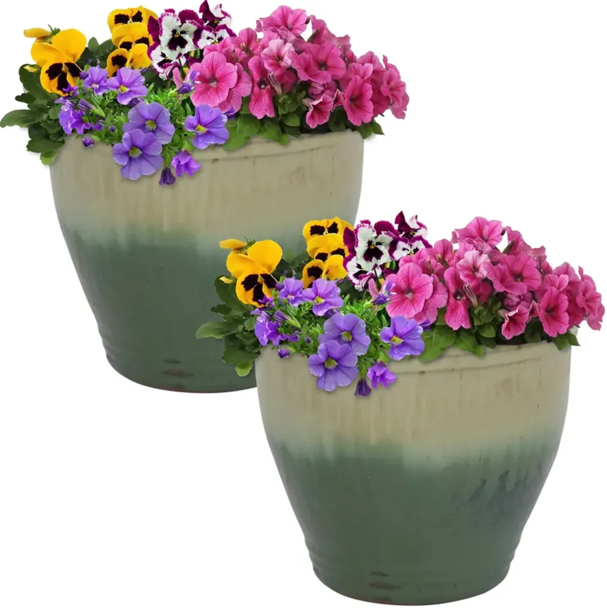 Sunnydaze Set of 2 Studio Glazed Ceramic Planter - 11"