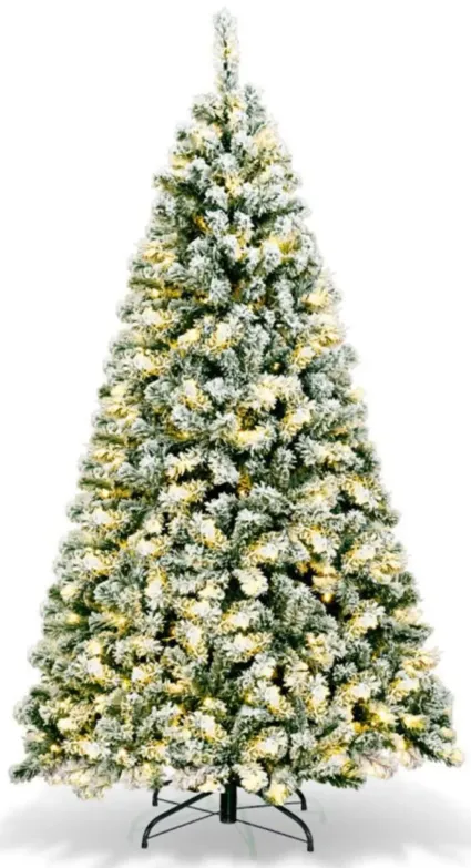 6 Feet Pre-Lit Premium Snow Flocked Hinged Artificial Christmas Tree