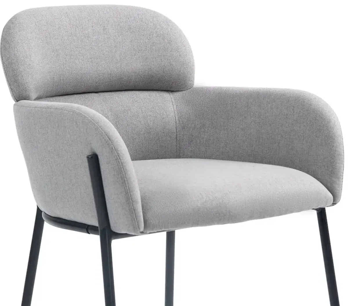 Glamour Home Set of 2 Barber Gray Tufted Fabric Dining Chair with Black Iron Accent Legs