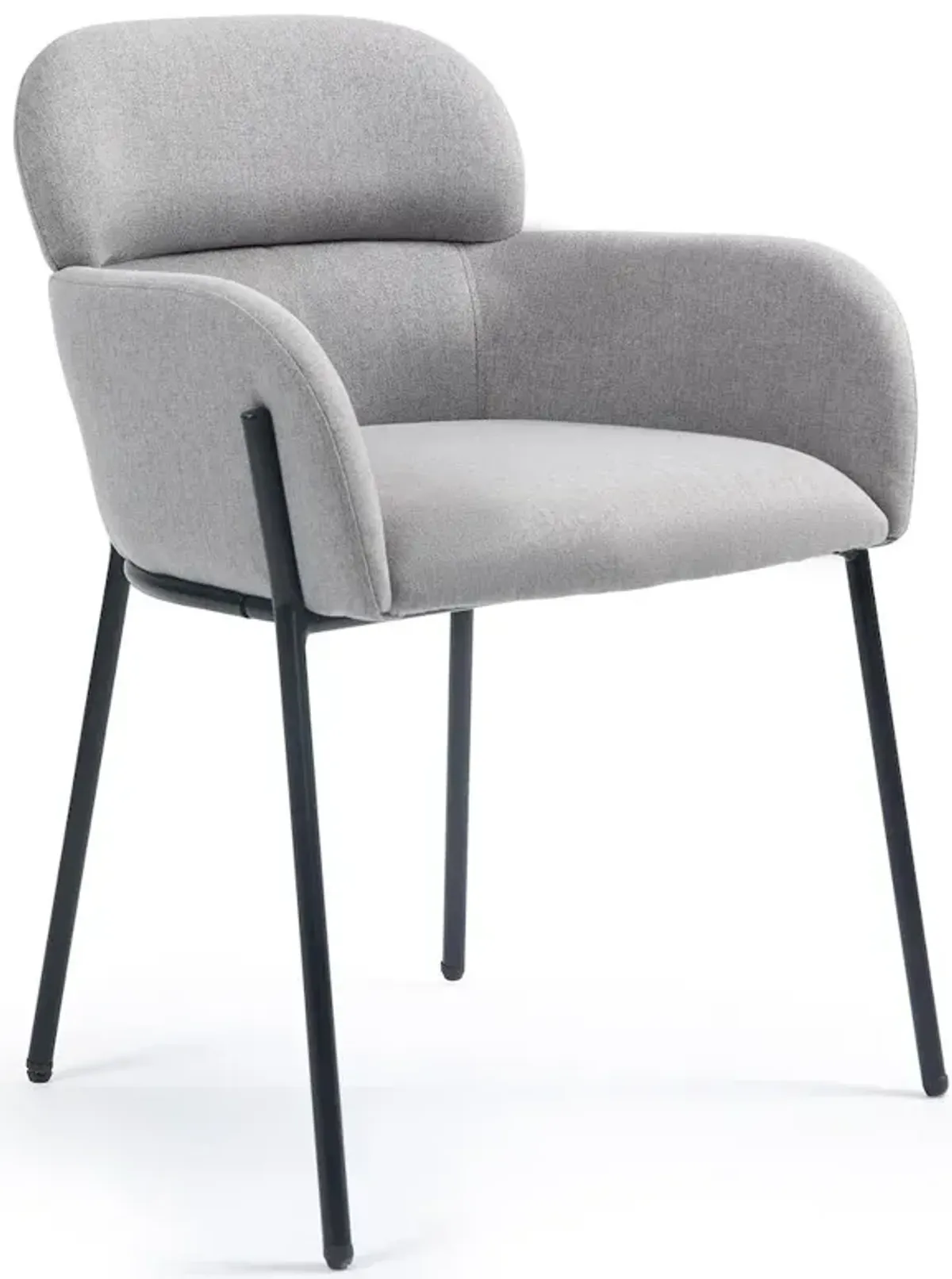 Glamour Home Set of 2 Barber Gray Tufted Fabric Dining Chair with Black Iron Accent Legs