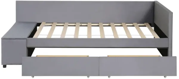 Merax  L-Shaped Upholstered Platform Bed with Storage