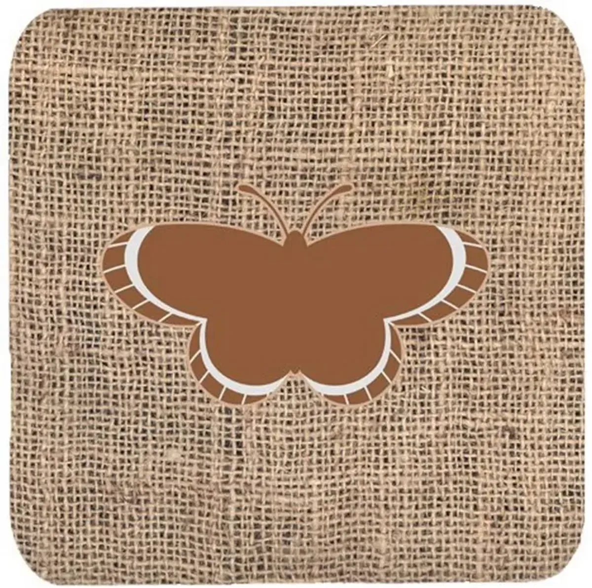 Caroline's Treasures BB1039-BL-BN-FC Butterfly Burlap and Brown Foam Coasters (Set of 4), 3.5 H x 3.5 W, Multicolor