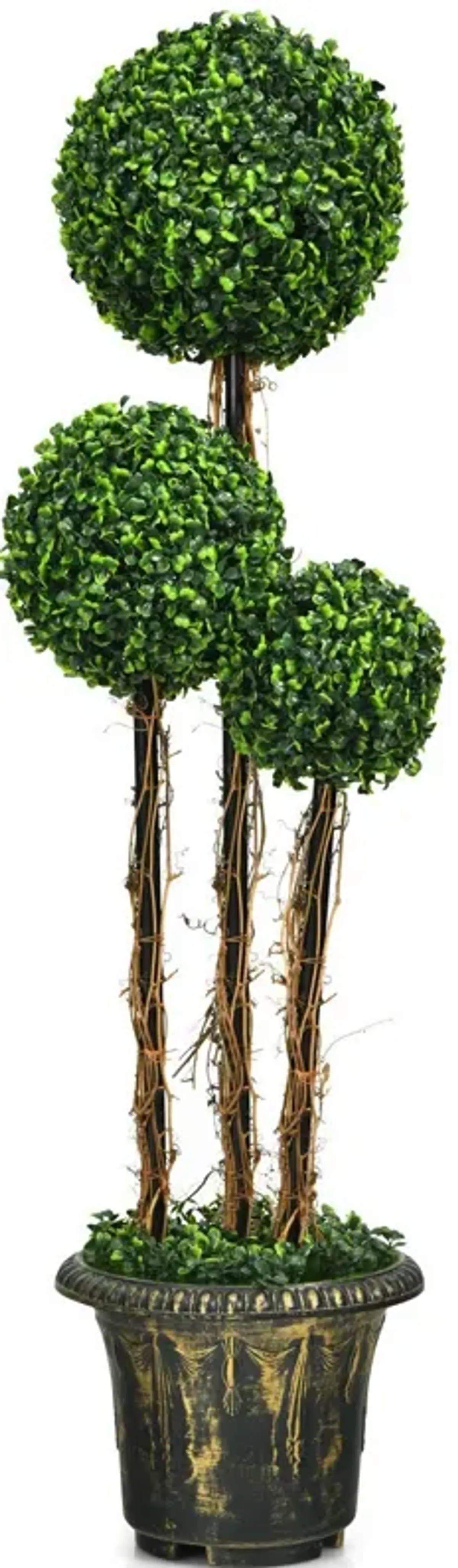 4 Feet Artificial UV Resistant Topiary Triple Ball Tree Plant