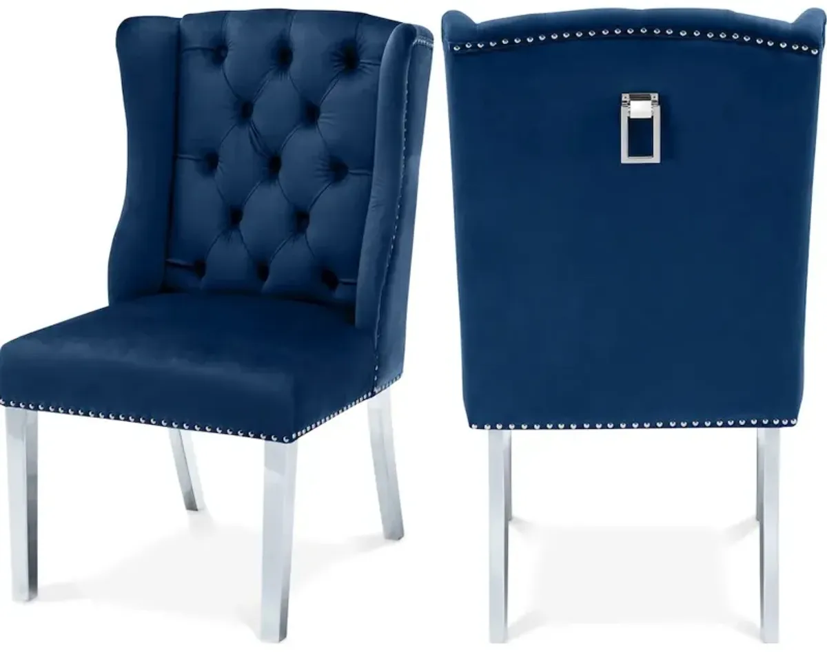 Meridian Furniture Suri Navy Velvet Dining Chair, Set of 2