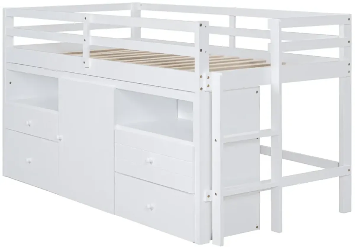 Merax Loft Bed with 4 Drawers