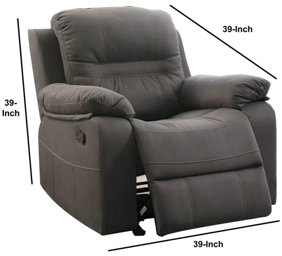 Leatherette Rocker Recliner In Gray-Benzara