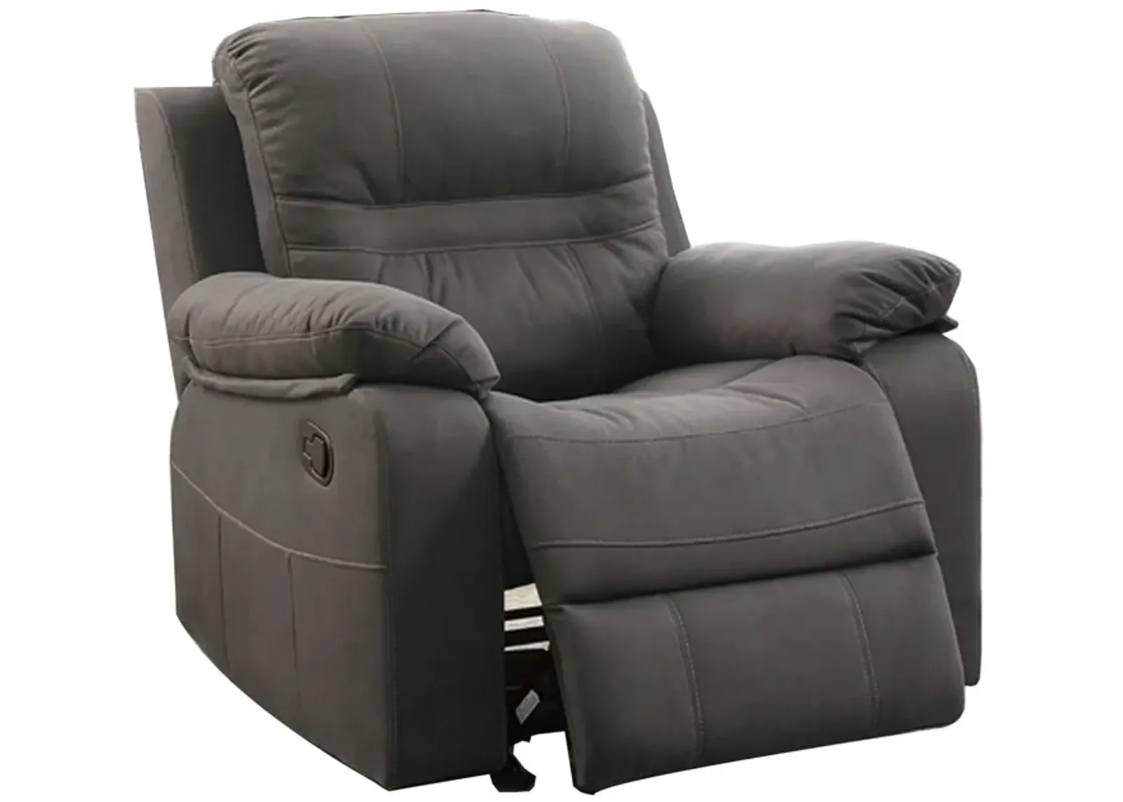 Leatherette Rocker Recliner In Gray-Benzara