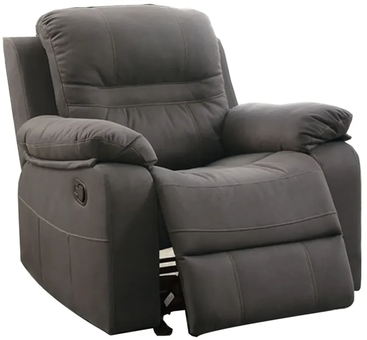 Leatherette Rocker Recliner In Gray-Benzara