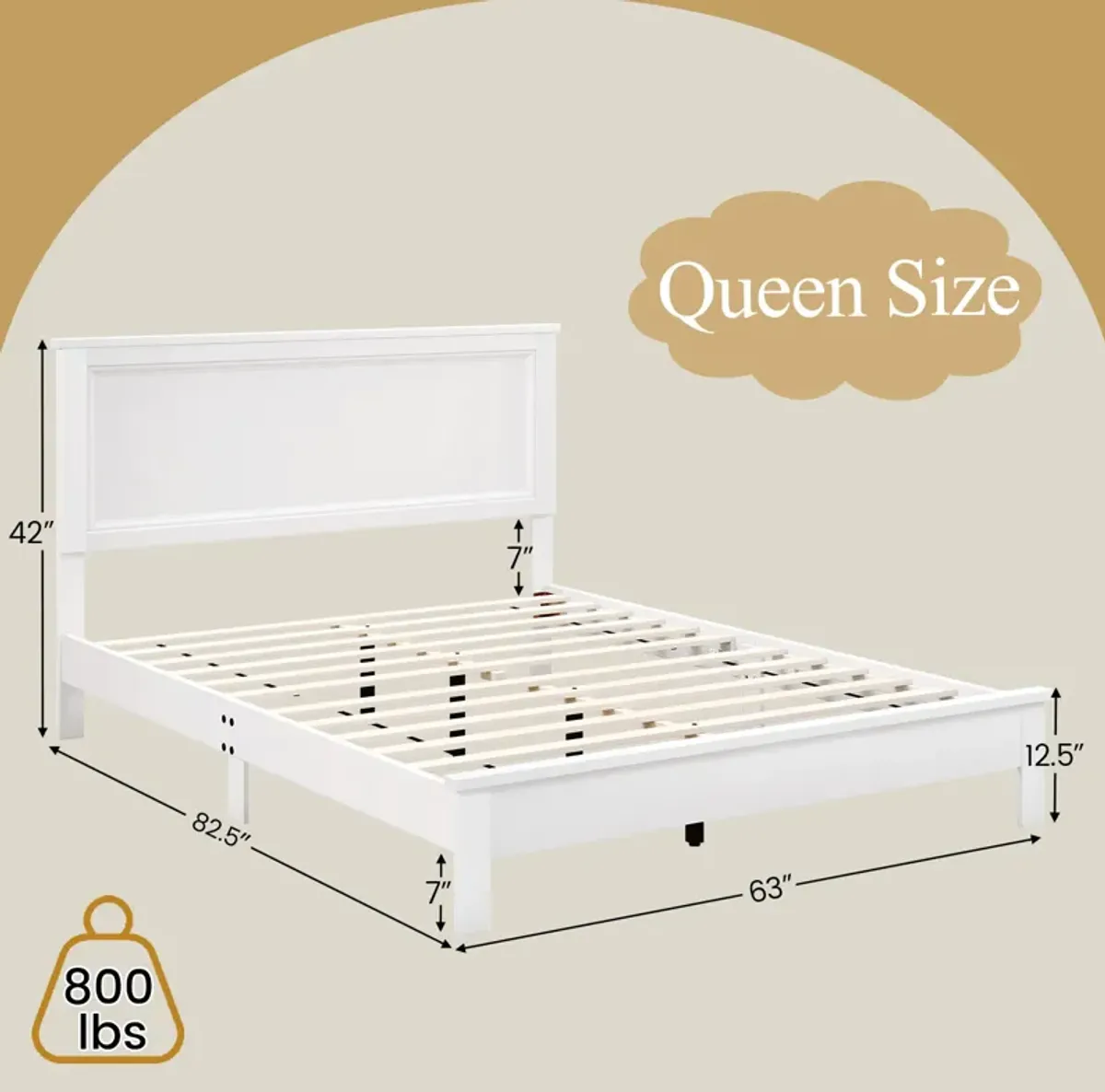 Platform Bed Frame with Slats and High Headboard for Bedroom Setup