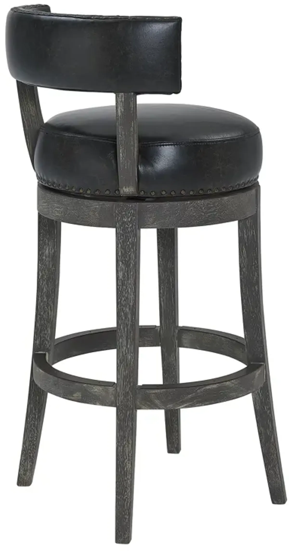 Corbin  Counter Height Swivel Onyx Faux Leather and American Grey Wood Bar Stool