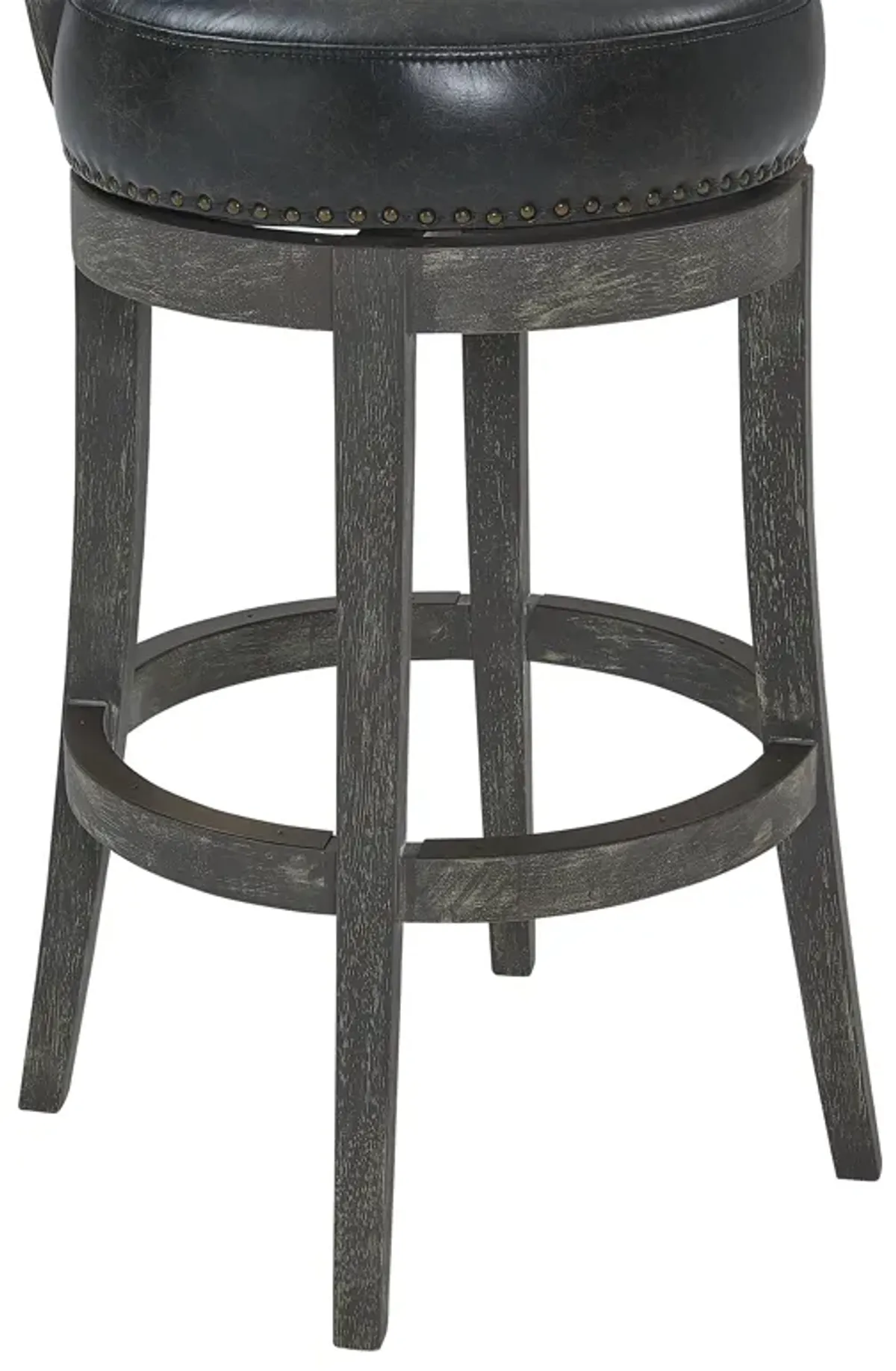 Corbin  Counter Height Swivel Onyx Faux Leather and American Grey Wood Bar Stool