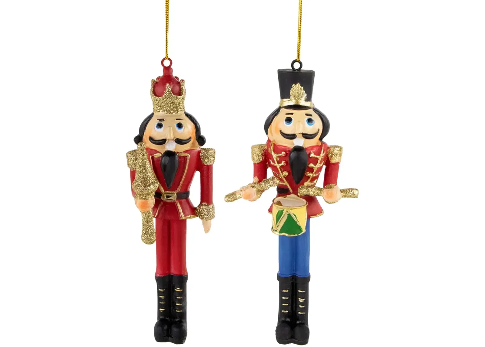 Set of 2 Nutcracker King and Soldier Christmas Ornaments 5.75"