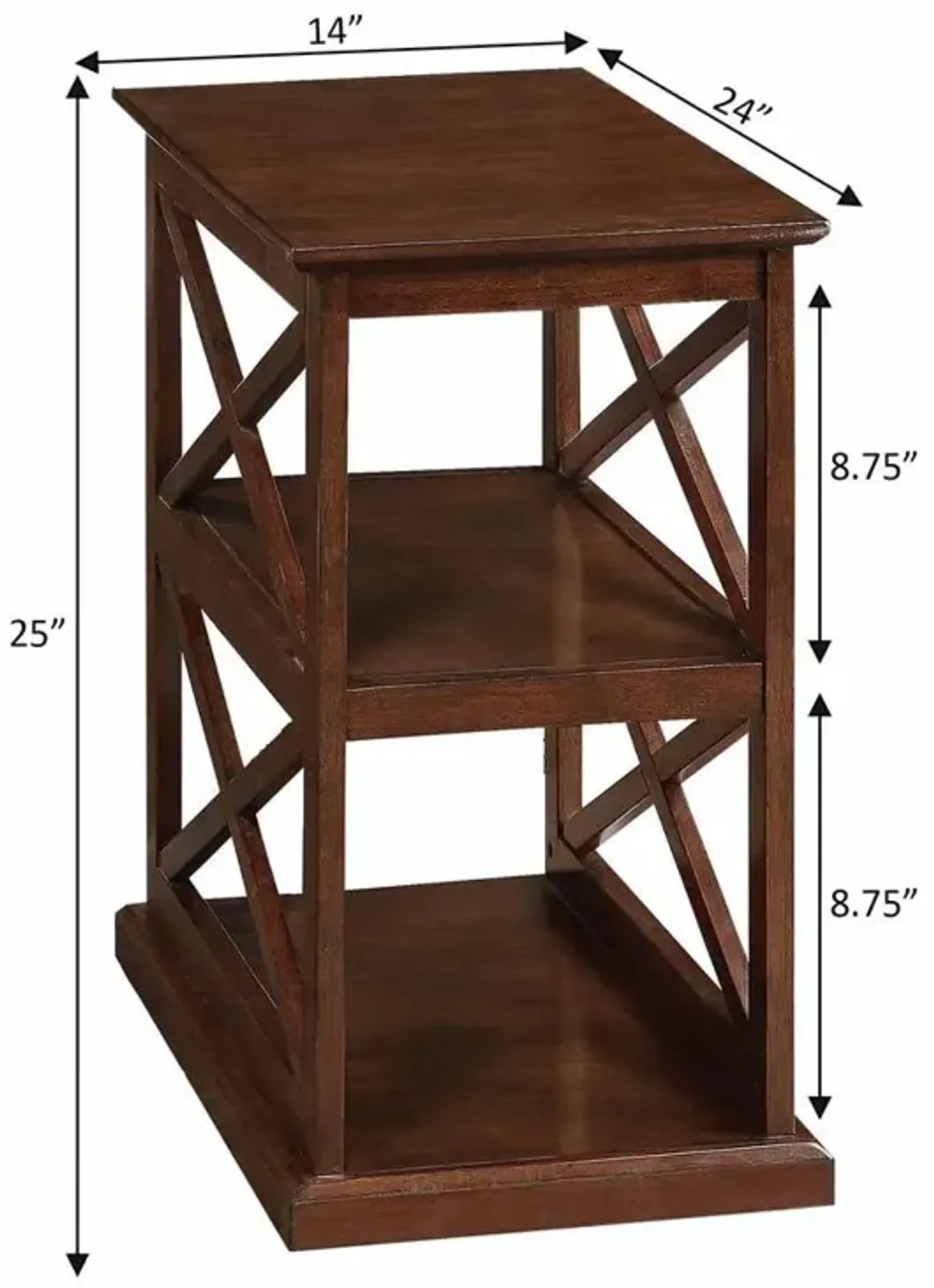 Convenience Concepts Coventry Chairside End Table with Shelves Espresso