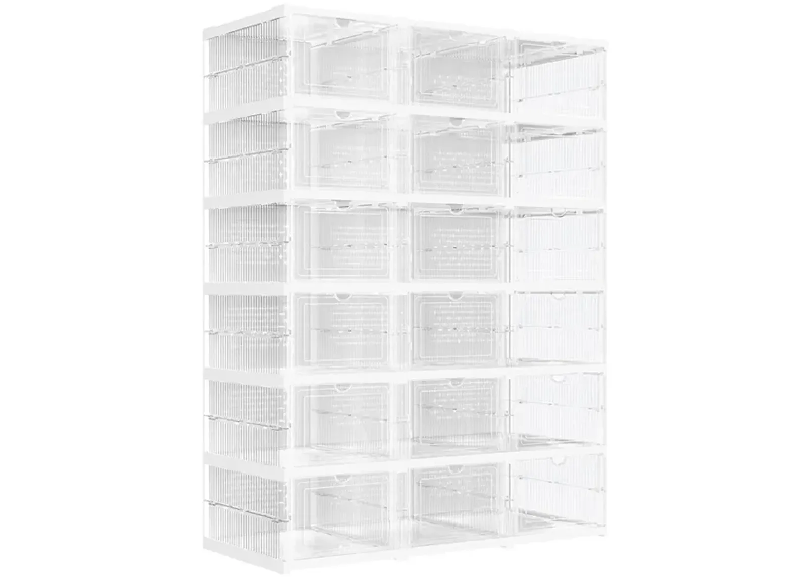 Pack of 18 Stackable Shoe Boxes Transparent