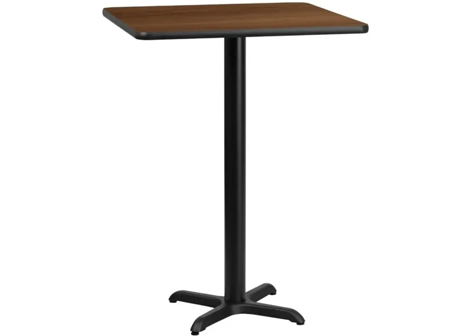 Flash Furniture 24'' Square Walnut Laminate Table Top with 22'' x 22'' Bar Height Table Base