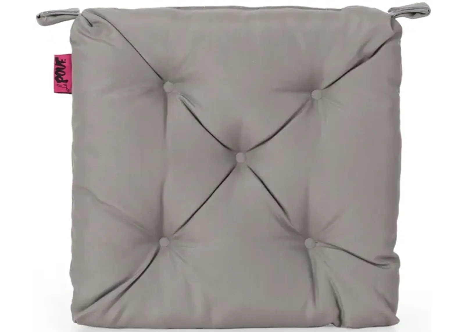 Caba Chair Cushion Pad, Tufted 16 Inch, Water Resistant, Gray Polyester - Benzara