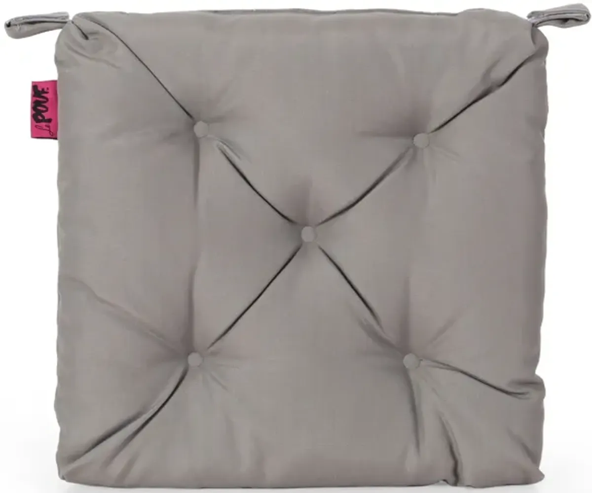 Caba Chair Cushion Pad, Tufted 16 Inch, Water Resistant, Gray Polyester - Benzara