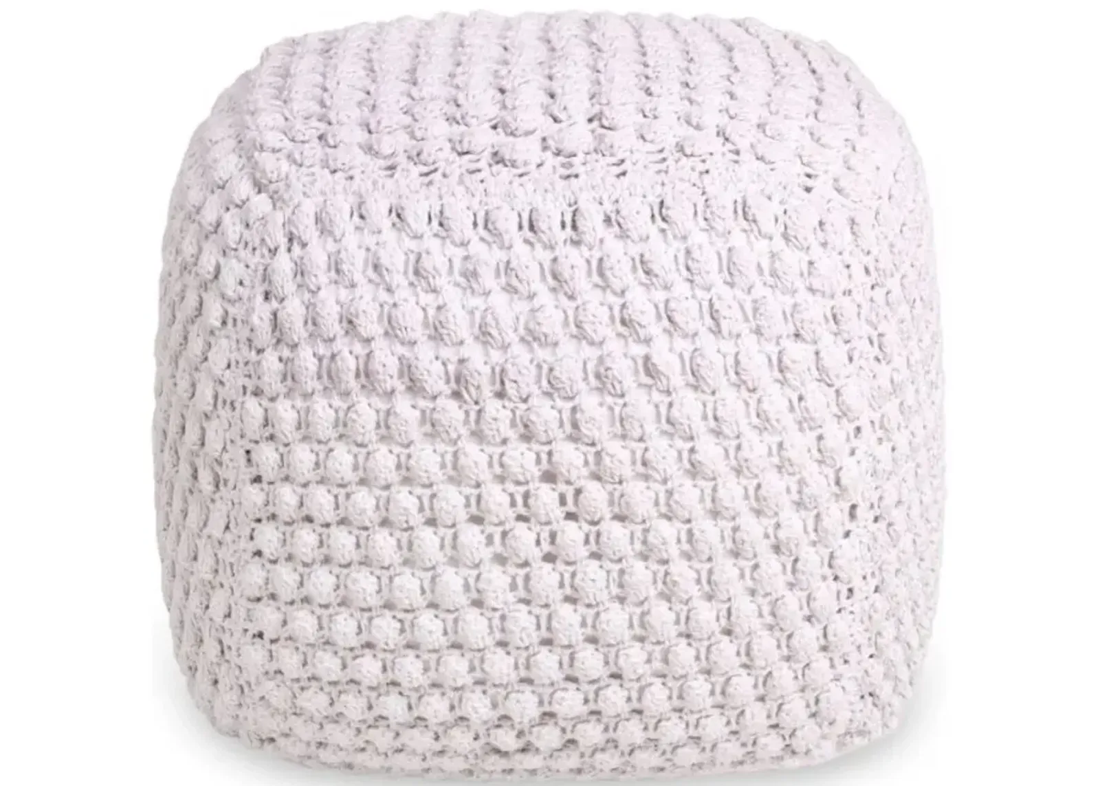 Homezia 18" White Cube Pouf Ottoman