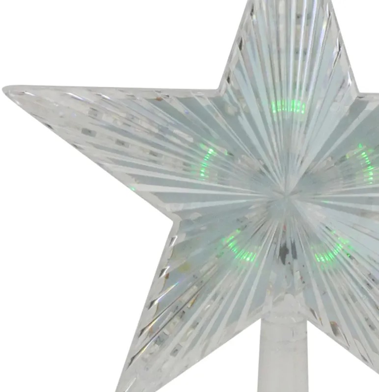 9" Pre-Lit Clear Crystal Star Christmas Tree Topper - Multicolor LED Lights