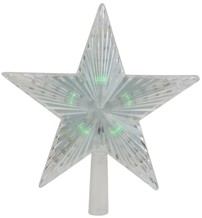 9" Pre-Lit Clear Crystal Star Christmas Tree Topper - Multicolor LED Lights