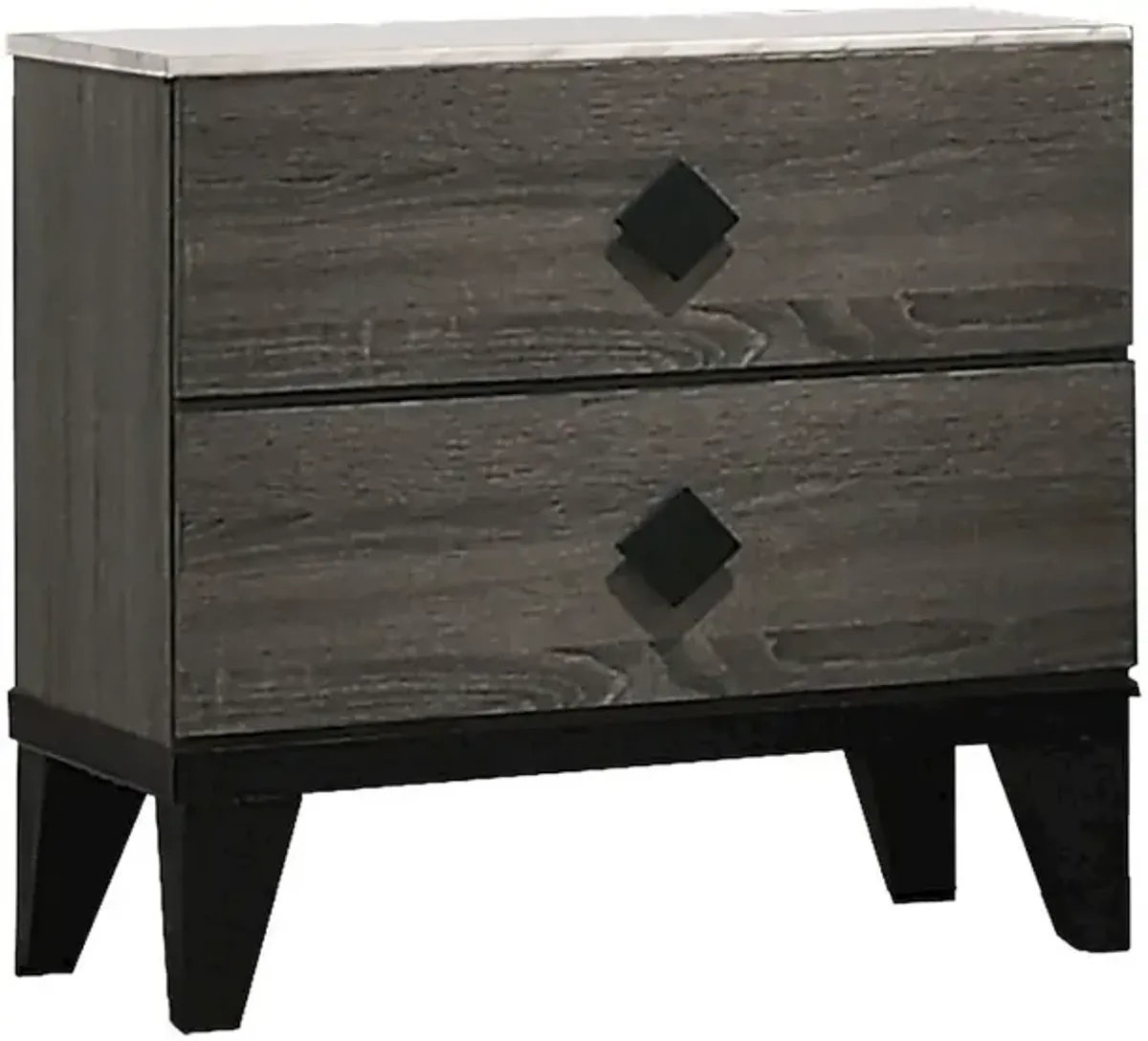 Madelyn night stand in Rustic Gray Walnut and Faux Marble Top