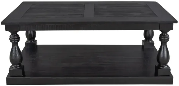 U_STYLE Rustic Floor Shelf Coffee Table with Storage, Solid Pine Wood