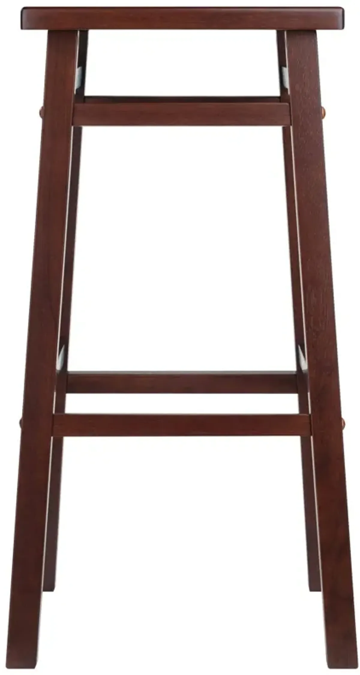 Ergode Wood Carter Square Seat Bar Stool - Rich Walnut Finish, Solid Wood, Lower Crossbar for Stability, 2 Heights, Spacious Seat, Easy Assembly